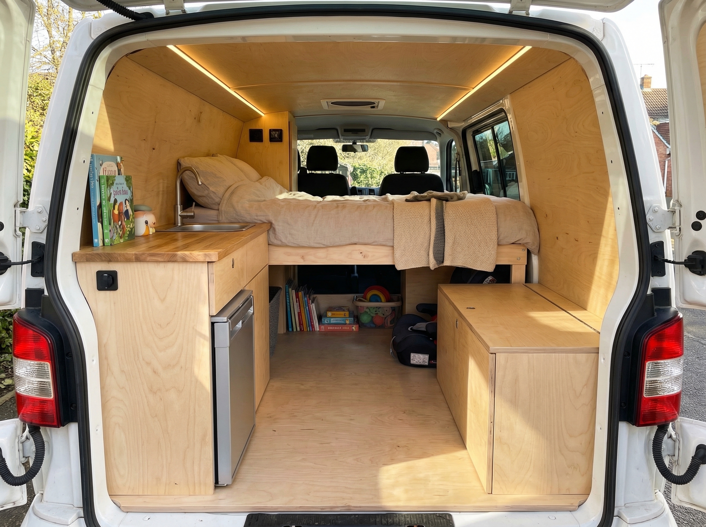Vue générale intérieure du van T5 aménagé Layout 3